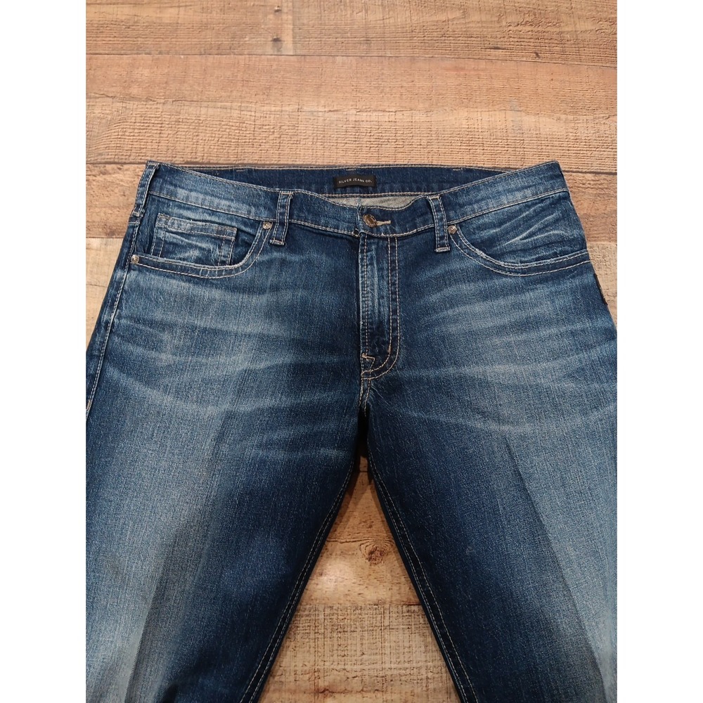 Men's Silver Jean Co Eddie Dark Blue Straight-Leg Jeans Sz 38 Denim 2466